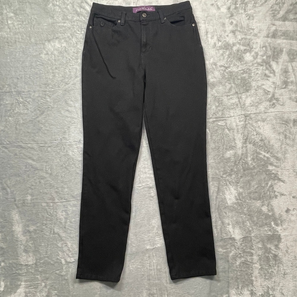 Gloria Vanderbilt Amanda Pants Womens 6 Black Tapered High Rise Stretch Casual